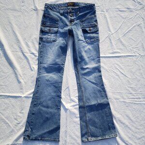 LEI Stretch Cargo Flare Jeans - Blue - No Back Pockets - Size 7